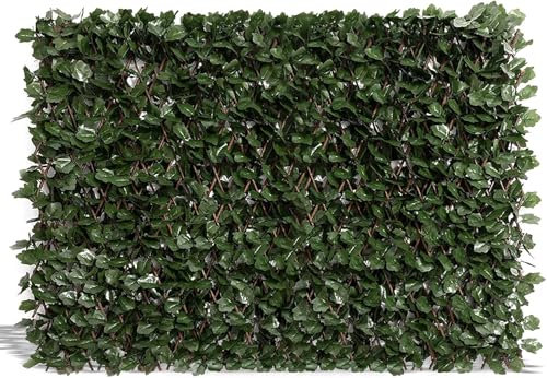 Artificial Maple leaf Willow Extendable Trellis Plastic Hedge Garden Fence Screening Privacy 2m x 1m