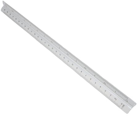 Haofy Arkitektskala Triangel Aluminium 30 Cm för Tekniska och Tekniska Illustrationer, Arkitektonisk Precisionslinjal för Arkitekter och Ingenjörer, Lätt och Bärbar (Silver)