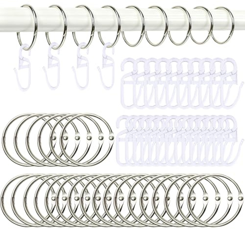 Paquete de 30 anillos de cortina – 38 mm anillos de cortina con ganchos, adecuados para cortinas y duchas, ganchos para anillos, anillos de cortina para todo tipo de cortinas (38 mm)