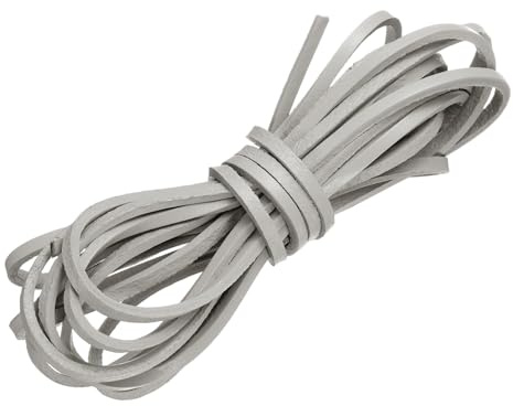 QUARKZMAN Platt läderband Ekte 3 meter 3 mm lädertråd, Grå