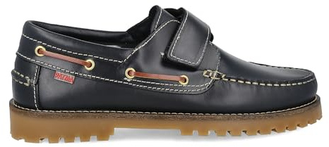 PAYMA - Chaussures Bateau Sport pour Homme Femme Enfant Garçon Unisexe en Cuir. Grandes Tailles. Fermeture Lacets et Contact. Semelle en Caoutchouc. Bleu Contact, EU 34