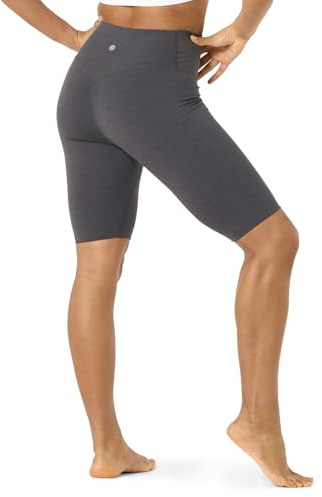 LAPASA Pantalón Corto Deportivo Mujer Leggings Mallas Short Yoga Ejercicio Fitness Pilate Deporte Running Ciclismo Elastico L52A1 (Sin Bolsillos Laterales) M Gris Oscuro