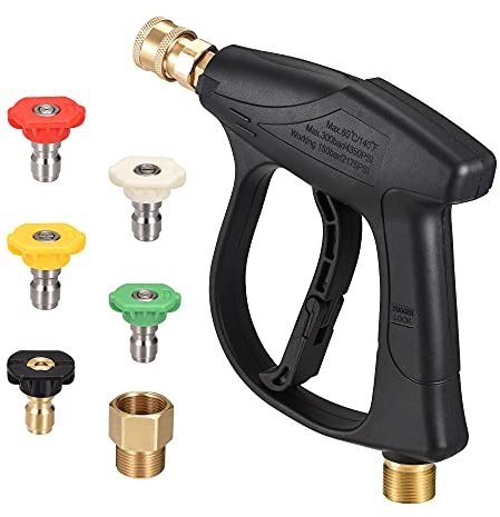 iMeistek Hochdruckreiniger-Pistole mit 5 Spritzdüsenspitzen, 1/4-Zoll-Schnellanschluss, M22–14/15 mm Auslassadapter, 4350 PSI