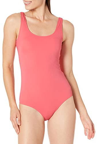 Amazon Essentials Costume da Bagno Intero con Copertura Integrale (Disponibile per Taglie Forti) Donna, Rosa Salmone, 46