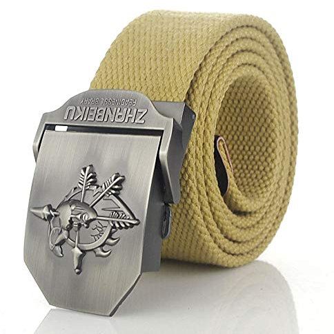 Bodmind Canvas Belt Stoffgürtel,Adlermaske Pfeil Personalisierte Gelbe Musterkunst Verstellbarer Schnitt Zu Golf Gürtel Flip Top Schnalle Metall Jeans Für Männer Bund Armee Militär Taktische Männli