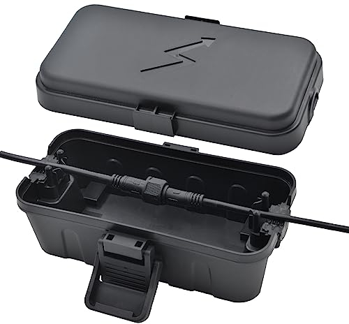 Hrensaw Kleine wetterfester Elektrischer Anschlusskasten(Innenmaße: 14x7,5x5,5cm), IP54 wasserdicht Kabelsicherheitsbox Zum Schutz Von Zeitschaltuhren,Verlängerungskabeln,Festliche Lichter,Schwarz