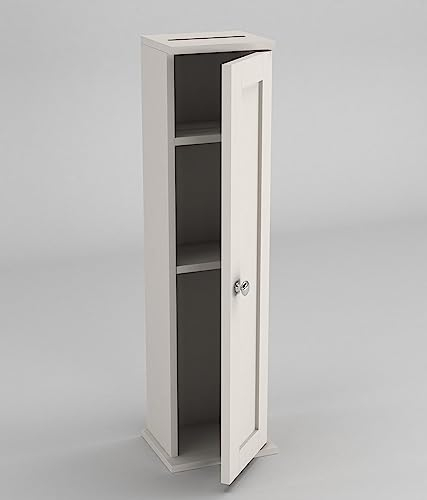 URBNLIVING House Toilet Roll Holder Free Standing Bathroom Loo Roll Slimline Cupboard Unit Storage Solution (White)