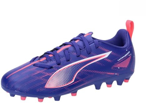 Puma Unisex Youth Ultra 5 Play MG JR Soccer Shoe, Lapis Lazuli-Puma White-Sunset Glow, 28 EU