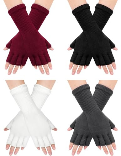 Premillow Fingerless Gloves for Women, Winter Gloves Half Finger Glove