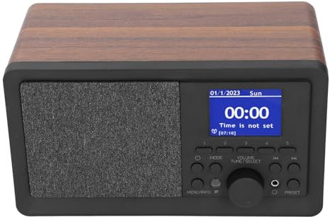 Radio FM Dab+ Pantalla a Color de 2,4 Pulgadas Radio Digital de Madera Retro con Control Remoto Puerto USB AUX Altavoz de Alta Fidelidad de 10 W, Diseño Vintage, (Enchufe