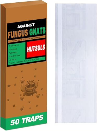 Fungus Gnat Killer - 50 Traps - Window Fly Traps, Fruit Fly Traps for Indoors, Fly Paper Sticky Strips,Traps for Indoors Clear