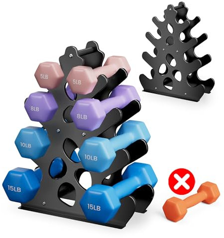 Hantelständer (Hanteln nicht im Lieferumfang enthalten) mit weichem Gummischutz, ergonomischem Griff & koralleninspiriertem Stil – kompakte Gewichtsaufbewahrungslösung, 4 Etagen