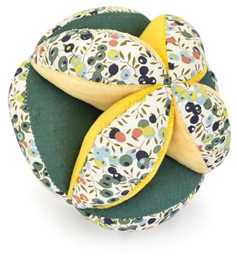 Doudou et Compagnie – BOH’Aime Balle Sensorielle Lion – Balle Montessori Tissu Imprimé Fleuri – Développement Éveil Sensoriel Bébé – Ultra Douce – Dès la Naissance - DC4227