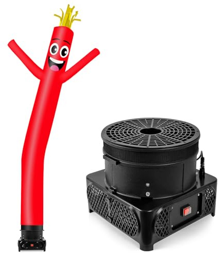 GOODENY 10FT Tall Inflatable Tube Man Wacky Wavy Dancing Guy with 3/4 HP Weather-Resistant Blower (12''Diameter) for Outdoor Decoration Advertising Business Promotion - Red