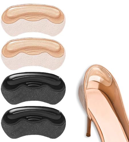 Kryzulax 2 Paia Proteggi Tallone Per Scarpe,Cuscini per tallone Pad Heel,Soletta Autoadesiva Per La Cura Dei Piedi Per Scarpe,per scarpe da donna e uomo troppo grandi(Beige+Nero)