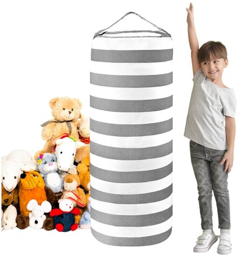 AOOHA Stuffed Animal Storage Bean Bag for Kids,Large Space Bean Bag Cover for Boys and Girls,Kids Foldable Chair Cover with Zipper,Premium Canvas for Organize,Sit,Play,Box