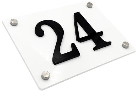 Numéro de maison 3D en acrylique blanc, résistant aux intempéries et durable, avec effet profond, design minimaliste avec haute visibilité pour le privé et le commerce