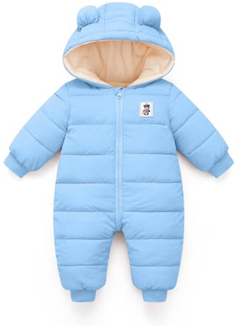 JiAmy Baby Winter Snowsuit, Girls and Boys Hooded Warm Romper, Infant Clothes Jumpsuit Newborn baby Winter Outfits for 0-18 months