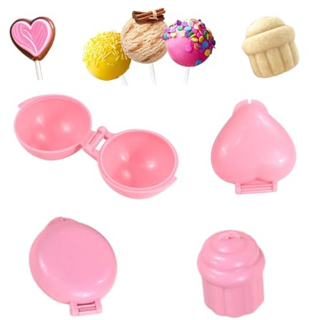 4 Stück Cake Pop Ausstecher, Kuchen Pop Form Set, Kuchenpops Backform Set, 3D Gedruckte Runde Kugel- und Herzform Backformen, für Geburtstagsfeier, Hochzeit, Desserts