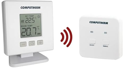 Wireless Digital Room Thermostat Non-Programmable Heating Cooling Control – COMPUTHERM Q32RF Portable LCD Display Thermostat Compatible with Most Systems
