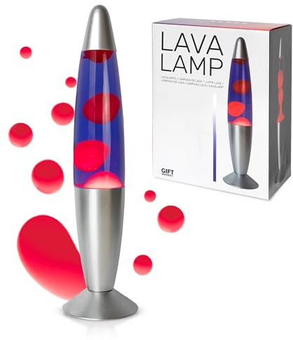 GIFTMARKET – Lampada lava rossa e viola. Lampada da comodino con 2 lampadine incluse, regalo creativo per adolescenti. Design retrò, lampada originale 34 x 8,5 cm, decorativa e divertente.