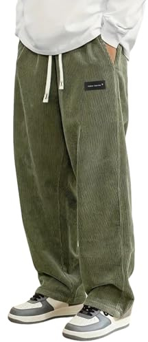 Celanisai - Pantalones de pana para hombre, forrados, joggers baggy, casuales, con cintura elástica, pantalones de sudadera japoneses, de gran tamaño, pantalón de casa, para invierno y otoño, O