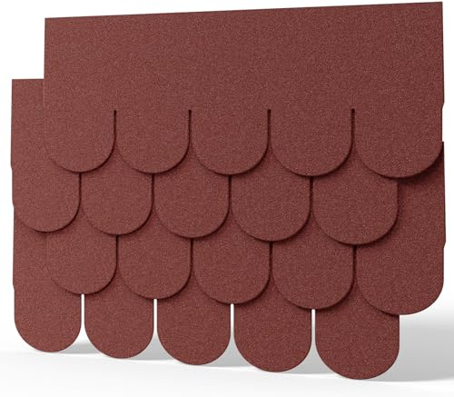 INMOZATA Red Fish-scale Self-Adhesive Asphalt Roofing Felt Shed Felt | Pack 36, asphalt shingles, tiles Self-adhesive roofing felt. Fits most outdoor roofs.
