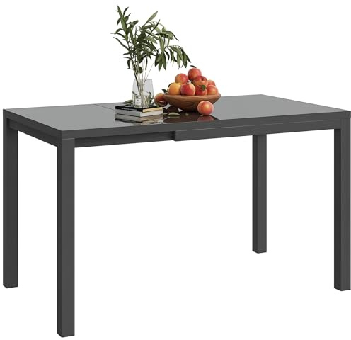 Outsunny Table de jardin extensible 85/125 x 70 x 73 cm, table à manger extensible pour 4 à 6 personnes, rectangulaire, en aluminium avec plateau en verre, pour patio, terrasse, balcon extérieur,