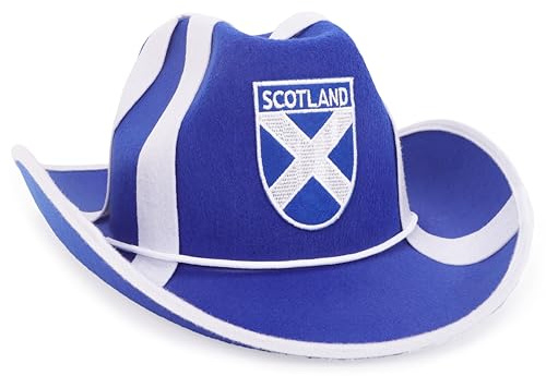 Toyland® 26cm (10”) Scotland Flag Cowboy Style Hat - Scottish Party Celebrations, Euros & World Cup, Highland Games, St Andrew's Day & Fancy Dress - One Size - Unisex Adults
