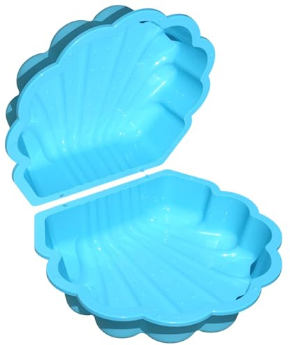 Conchiglia d'acqua per sabbia, 2 pezzi, in plastica, con coperchio (turchese con stelle)