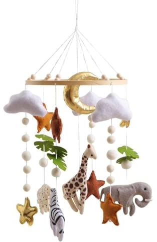 Crib Mobile - Lit De Bébé Animal En Feutre Fabriqué À La Main, Mobile Avec Sensoriels Suspendus, Sommeil Apaisant Pour Bébé | Mobilisation Musicale Apaisante Pour Le Développement Du Nouveau-né