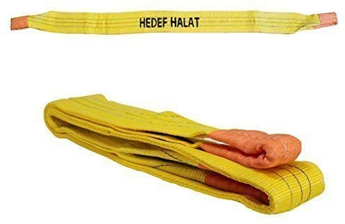 3 ton lastkapacitet 1 meter lång lyftrem rund slinga lyftband bergsbälte av polyester med ändöglor för kran, bogsering gul