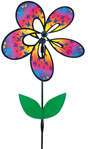 CIM vento gioco – Magic Flower Butterfly – Resistente ai raggi UV e resistente alle intemperie – vento ruota: Ø38 cm, altezza totale: 93 cm – con asta in fibra di vetro e pavimento Tassello