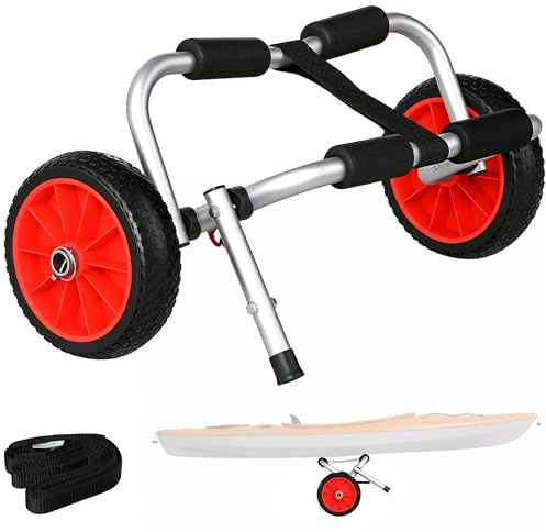 HOMCOM Carro de Transporte Kayak Plegable Universal con Ruedas 62x35x30 cm