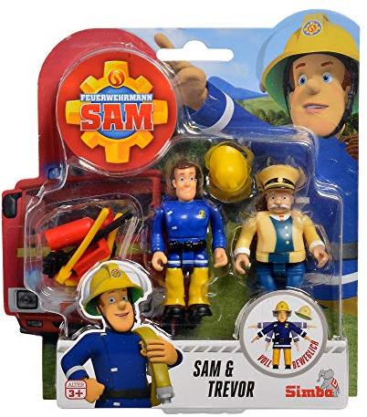 Simba 109251043 - Feuerwehrmann Sam Figuren Doppelpack III, 4-Fach Sortierung, 7, 5cm, Voll beweglich