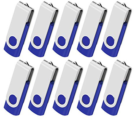 AreTop Chiavetta USB 8 GB, confezione da 10, rotazione USB 2.0, colore: Blu