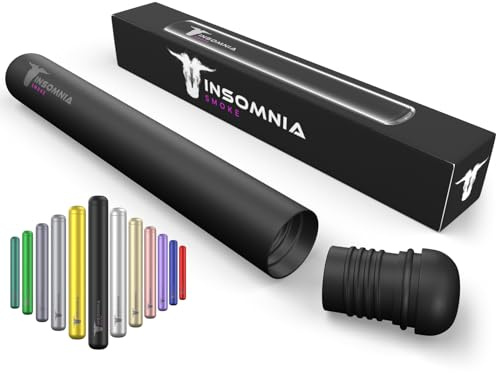Insomnia Smoke Étui porte-cigarette et joint | Étanche résistant eau/odeurs | Boîte tube transport stockage cigarettes qualité supérieure joint roulé King Size | En aluminium style luxe (Noir)