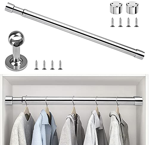 XAVSWRDE Kleiderstange Schrank 82-152cm Teleskopstange Klemmstange Kleiderschrank Runde Metallstange Kleiderbügelstange Ausziehbare Garderobenstange Spannstange Edelstahl Nischenstange für Garderobe