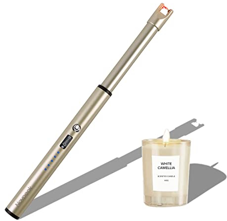Navpeak Candle Lighter Long Neck Windproof Electric Arc Lighter for Gas Stove Fireplace BBQ Kitchen Grills (Champagne Gold)