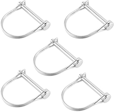 Hsthe Sea 5 Pieces Foldable Pipe Cotter Pin 6 x 70mm with Round Carbon Steel Galvanized Latch Shackle a Sturdy Coupling Safety Cotter Pin for Farm Lawn Garden