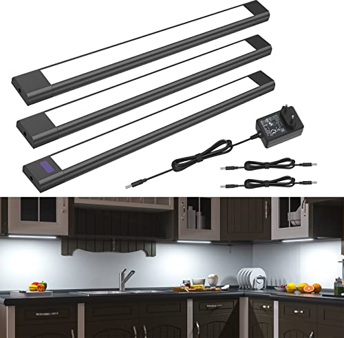 WOBANE Unterbauleuchte küche LED Dimmbar,Handbewegung Aktiviert,Heller Lichtleiste mit Sensor,3x30cm LED küchenbeleuchtung unterbau,Kaltweiß Unterschrank Beleuchtung für Regale,Kleiderschrank,Werkbank