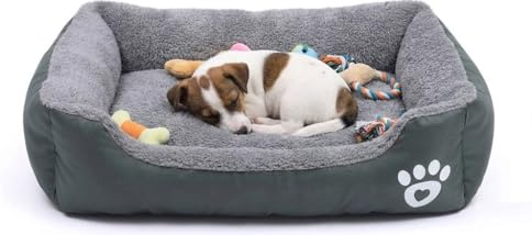 SuperGift.com Soft & Fluffy Pet Bed - Anti-Anxiety Washable Bed for Dogs and Cats - Non-Slip Base - Dog & Cat Bed - Warm and Cosy - Grey (Medium)