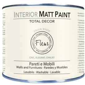 FLEUR DESIGNER'S PAINT | Interior Matt Paint, Pittura per Pareti e Mobili, Extra Opaco, 375ml , F03 Chalk White, a Base Acqua, Lavabile, Multisupericie, Made in Italy