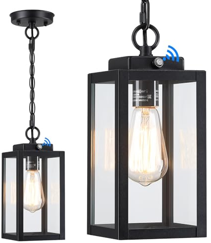 MYHXQ MY-CL207A-BK-1 Outdoor Hanging Porch Lights with Dusk to Dawn Sensor