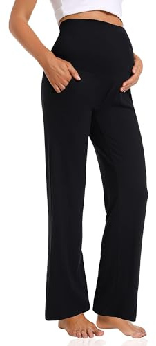Gowjog Pantalon Grossesse Femme Jambes Larges | Décontracté, Taille Haute, Élastique, Maternité, Maison, Yoga, Sport