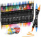 Arrtx 64 Colors Acrylic Paint Pens, Brush Tip and Fine Tip Acrylic Markers, Paint Markers for Rock Painting, Water Based Acrylic Painting Supplies for Fabric, Ceramic, Fabric, Canvas, Wood, Glass