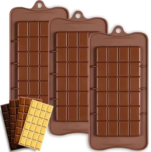 3 Stück Silikon Schokoladenform Muffinblech aus Eiweiß und Energieriegel-Formen Backform Muffinform Antihaftbeschichtet für Schokolade Praline Süßigkeiten Kuchen Eiswürfel und Gelee Schokolade