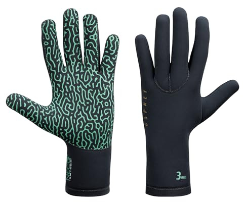 Osprey Source Eco Wetsuit Gloves, 3mm Neoprene, Thermal, Waterproof, Anti-Slip Grip for Surfing, Diving, Swimming and Snorkelling, Black