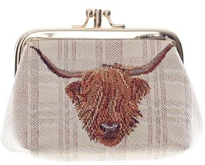 Signare Tapestry Coin Purse, Purses for Women, Highland Cow | Double-Clasp Frame Purse with 2 Compartments, Patterned Nylon Lining; 13 x 8 x 5 cm, 0.15 kg, Vegan PU Details