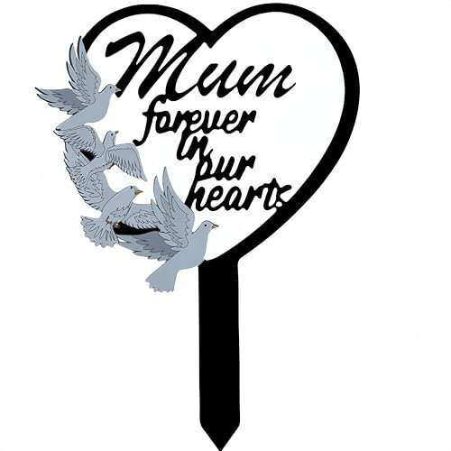 Metal Mum Memorial Stake Grave Dove Decorations for Cemetery Gravesite Sympathy Markers Waterproof Memorial Gifts for Loss of Mother Tombstones Plaque Outdoors Lawn Yard Decor (Mum)